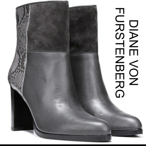 Diane Von Furstenberg Shoes - DVF Jericho leather snake print heeled boots